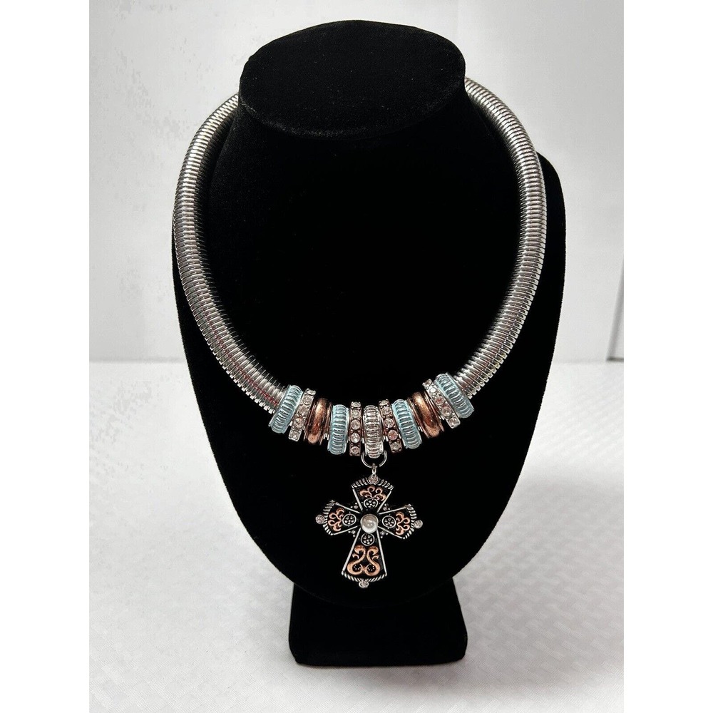 Rhinestone/Design Cross And Charms A Little Stretchy Costume‎ Necklace